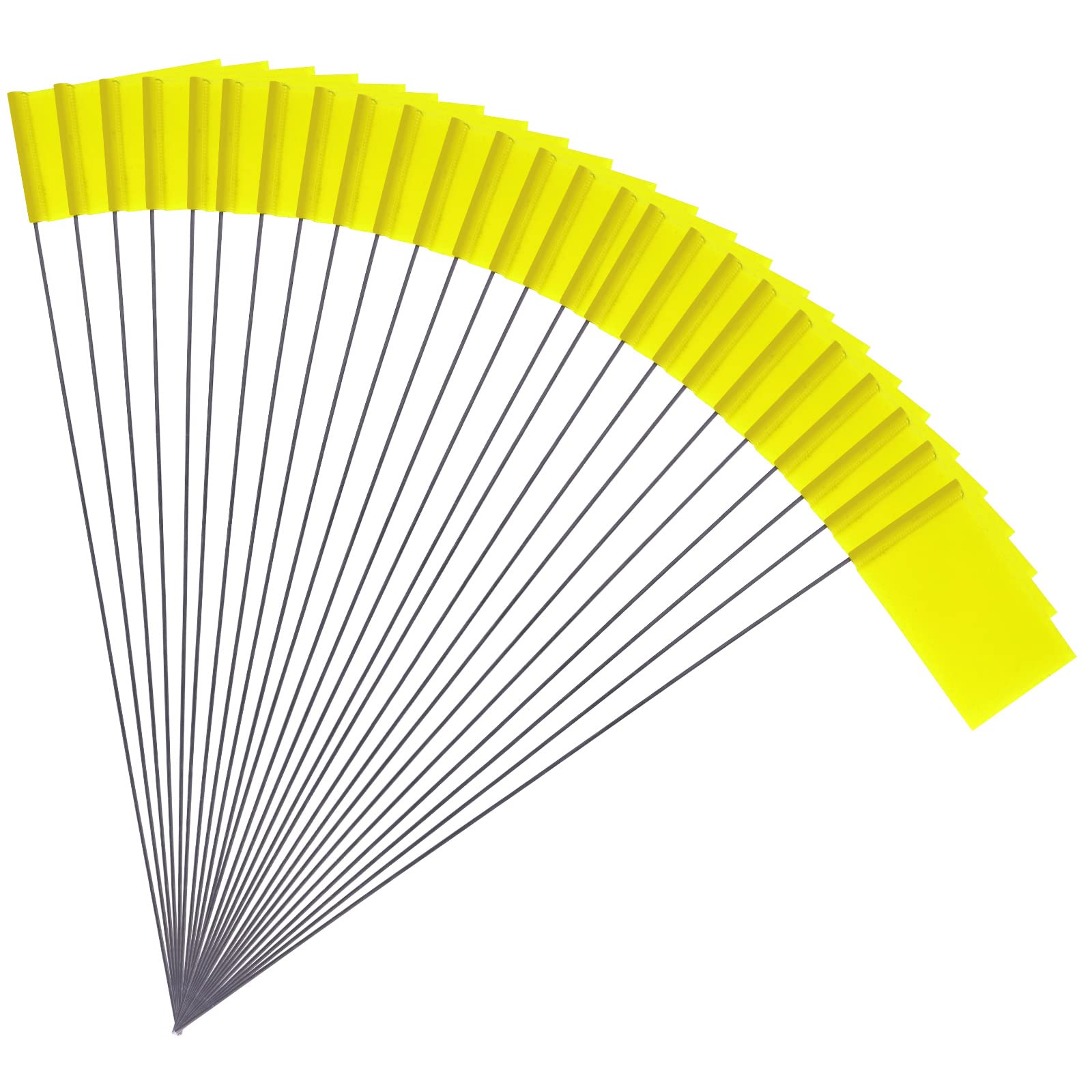 50pcs 2x3" Marking Flags with Steel Pole Vinyl Stake Flags Markers Lawn Flags for Yard Industrial Underground Utilities Sprinkler Sewers Landscaping Surveying Pet Boundary (Yellow)
