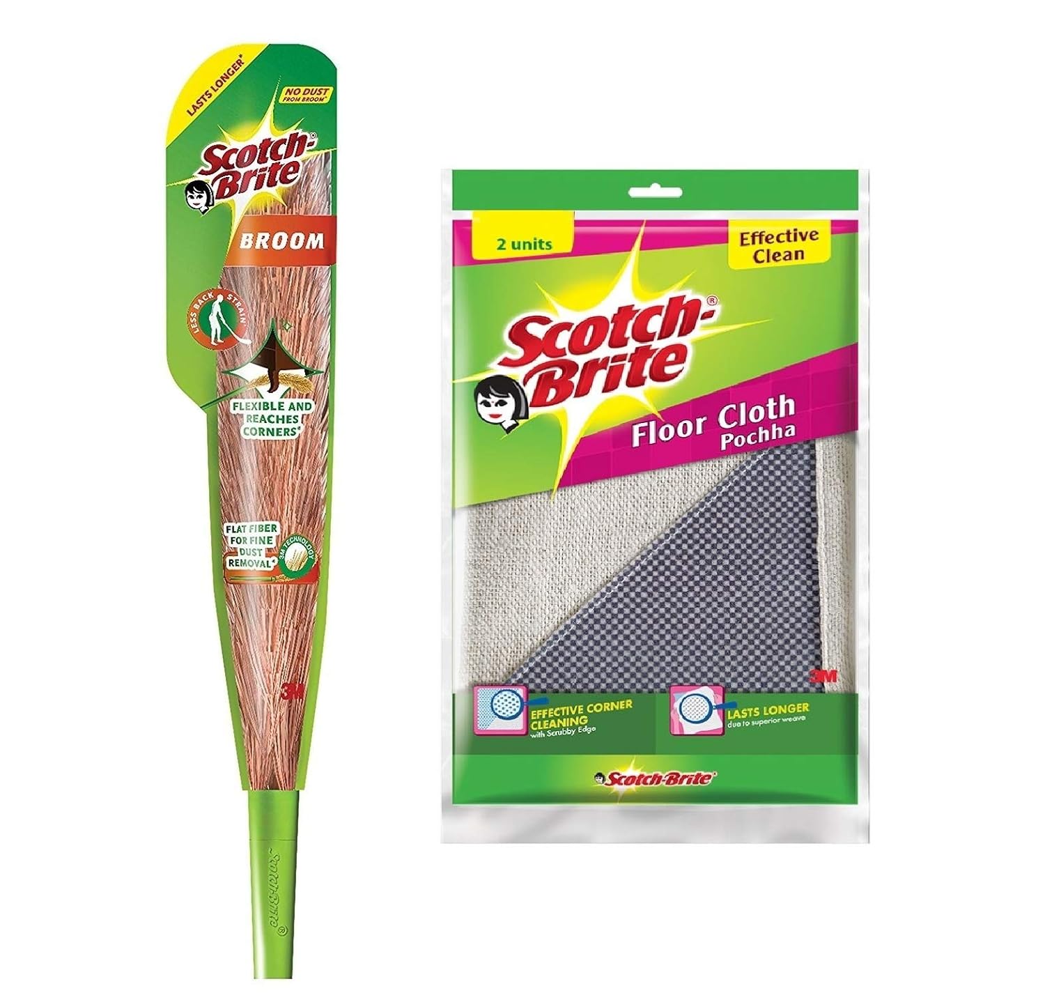 Scotch Brite Floor Cleaning Kit Plastic Broom With Cloth Pochha