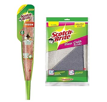 Scotch Brite Floor Cleaning Kit Plastic Broom With Cloth