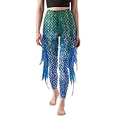 Mermaid Yoga Print Leggings for Women Plus Size Fish Scale High Waisted Pants Halloween Costume Tights