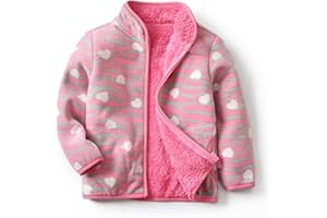 YUHANWOO Kids Printed Polar Fleece Jacket Toddler Baby Boys Girls Autumn Winter Warm Sherpa Lining Outerwear Soft Lightweight