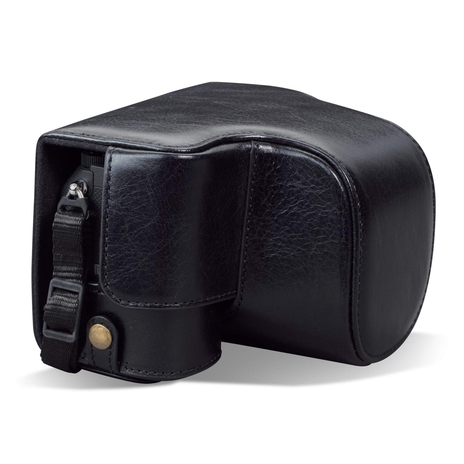 MegaGear MG1952 Ever Ready Genuine Leather Camera Case Compatible with Sony Alpha 7C, A7 C (28-60MM)- Black