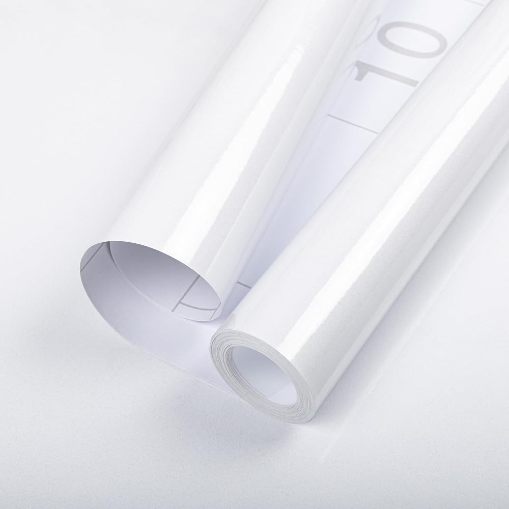 Hode White High Gloss Vinyl Wrap 30cm x 3m Self Adhesive Wallpaper