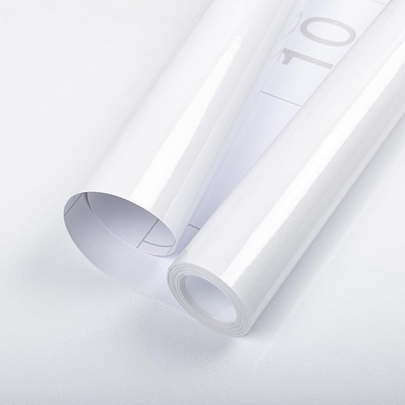 Hode White High Gloss Vinyl Wrap 30cm x 3m Self Adhesive Wallpaper