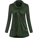 Joymom Maternity Warm Cowl Neck Nursing Sweatshirt Breastfeeding Tunic Tops
