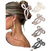 Molans 5Inch Large Hair Claw Clips 4 PCS for Women - Acrylic Hair Accessories for Thick Hair and Long Hair, Big Strong Durable Hair Applique, Oversized Non-slip Rectangle Butterfly Bow Jaw Hair Clips
