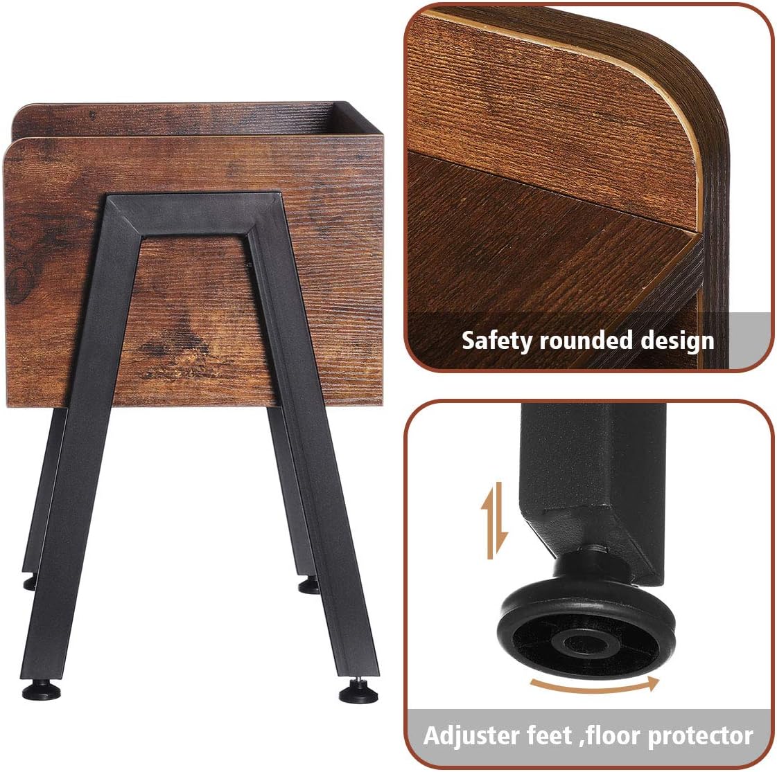 KingSo Industrial Nightstand End Table Stackable Side Table Night Stands for Bedrooms Cabinet for Storage Sofa Bed Side Table for Small Spaces Wook Look Accent Furniture with Metal Frame: Kitchen & Dining