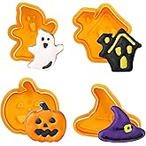 Halloween Cookie Cutter Set - 4 Pieces Holiday Cookies Molds - Pumpkin, Witch Hat, Haunted House, Troublemaker - Cookie Cutte