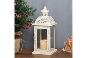 DECORKEY Christmas Lantern Decorative Indoor&Outdoor, 14.4'' Large Metal Candle Lanterns, Vintage Hanging Candle Holders Farmhouse Shelf Wedding Front Porch Patio Decor, Halloween Decorations for Home