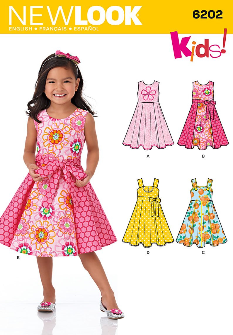 Simplicity New Look Sewing Pattern 6202: Child's Dress and Sash, Size A (3-4-5-6-7-8), Paper, Multicoloured