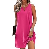 AI'MAGE Womens Sleeveless Swimsuit Coverup Tank Bathing Suit Cover Ups T Shirt Beach Dress Leaf Khaki Black X-Large