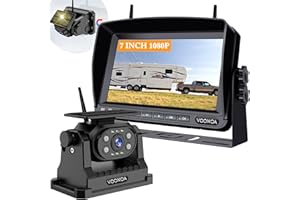 VOONOA Wireless Magnetic Backup Camera, 15000mAh Battery Powered Rechargeable Waterproof HD Solar Back Up Rear View Bluetooth Hitch Camera with 7 Inch 1080P Monitor System for Car Truck Trailer RV VN003
