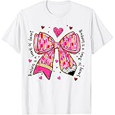 Teaching is A Work of Heart Pencil Bow Teacher Valentine T-Shirt