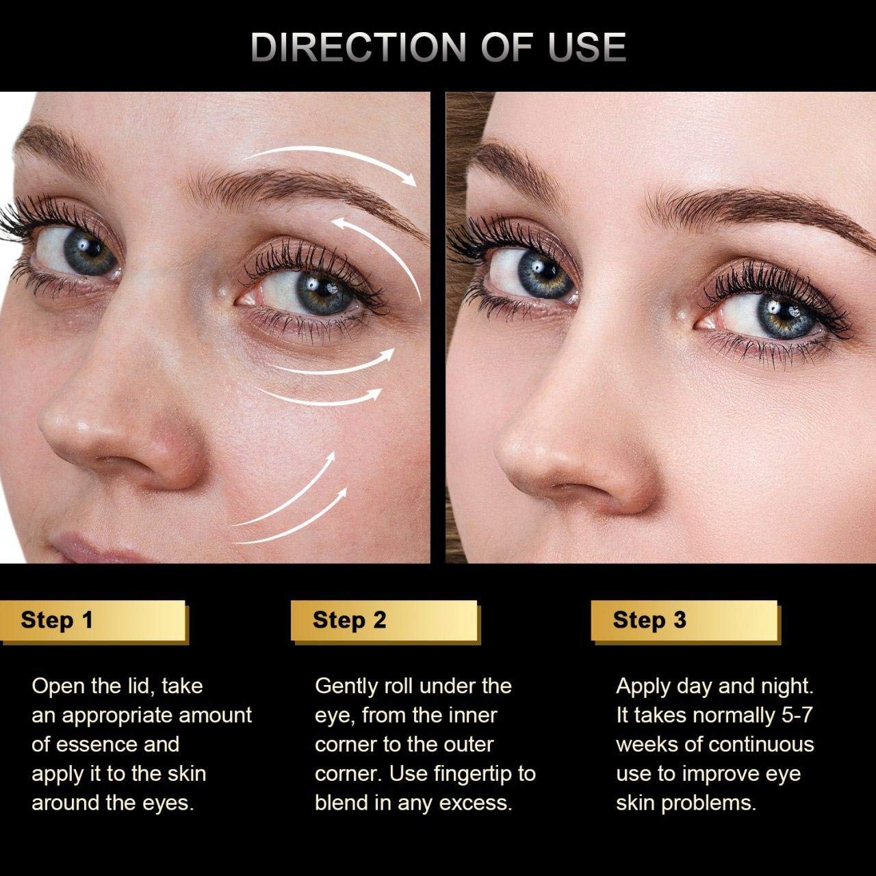 Eye Serum & Eye Roller for Anti Aging Skin Care with Hyaluronic Acid Niacinamide Peptide Dark Circles Puffiness Under Eye Bags Wrinkles Eye Cream Massager 0.7 fl.oz by beaueli: Beauty