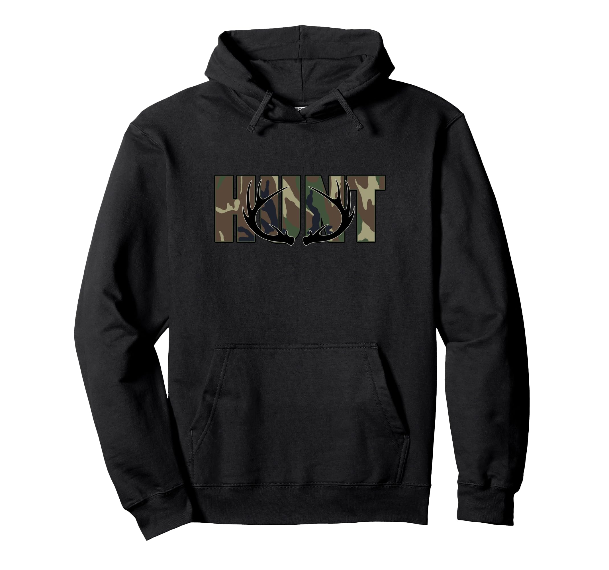 Deer Hunting Camo Hunt Whitetail Buck Antlers Pullover Hoodie