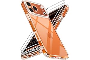 ivoler 3-in-1 Clear Case Designed for iPhone 17 Pro Max 6.9'' 2025 with 2 Pack Tempered Glass Screen Protector, Military Shockproof Hard Back Slim for 17 Pro Max Cover - Clear