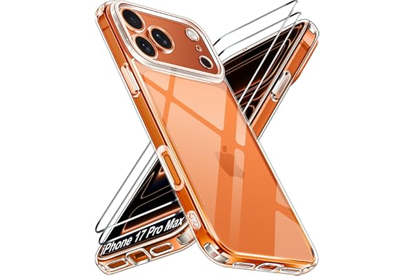 ivoler 3-in-1 Case for iPhone 17 Pro Max, Clear | with 2-Pack Tempered Glass Screen Protector, [Military Grade Protection] Ma