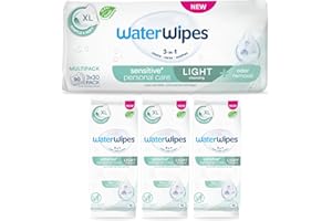 WaterWipes Sensitive Personal Care Light, Incontinence Wipes, Odor Removal, XL Textured Wipes, Fragrance Free, 90 Count (3 Pa