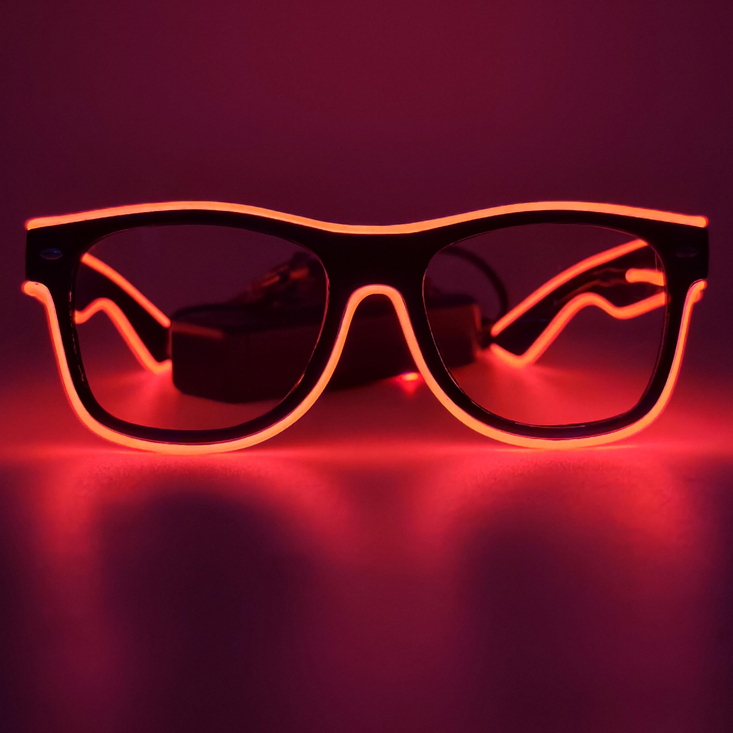 NIWWIN LED glasses, cyberpunk LED glasses, flexible wire neon glasses, flashing LED sunglasses costumes for cosplay, bar, club, party glasses, gift, party gadgets, EDM, Halloween (1, Red)
