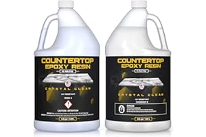 Epoxy Resin for Countertop - 1 Gallon Kit - UV Resistant Crystal Clear Epoxy Resin Kit - 1:1 Ratio for Clear Coating Wood, Ta