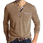 Mens Athletic Henley Shirts Casual Lightweight Long Sleeve Button Pullover with Pocket
