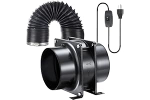 MOONJOR 4inch Axial Fan Kit, Exhaust Extractor Blower Ventilation Fan with Button Switch, Dryer Hose for Grow Tent, HVAC, 3D Printer