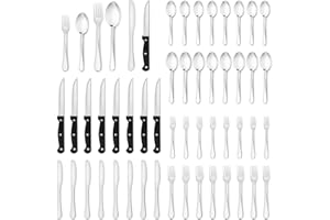 48Piece Silverware Set with Steak Knives for 8, Stainless Steel Flatware Set, Knife Fork Spoon Set, Mirror Finish Cutlery Ute