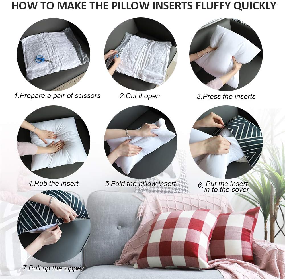 HIPPIH 20 x 20 Inch Pillow Inserts (Set of 2), Decorative Throw Pillow Inserts, Hypoallergenic Square Pillow Form Insert with Zips, Upgraded: Home & Kitchen