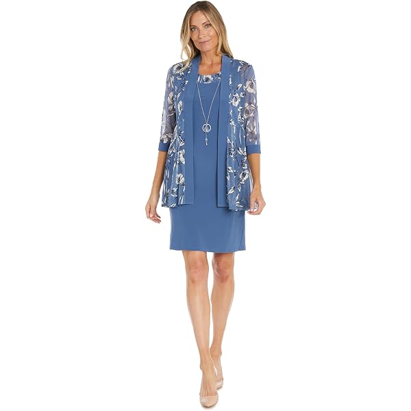 Amazon.com: R&M Richards Women's Lace Sheath Dress W/Beaded Neckline &  Draped Chiffon Jacket : Clothing, Shoes & Jewelry
