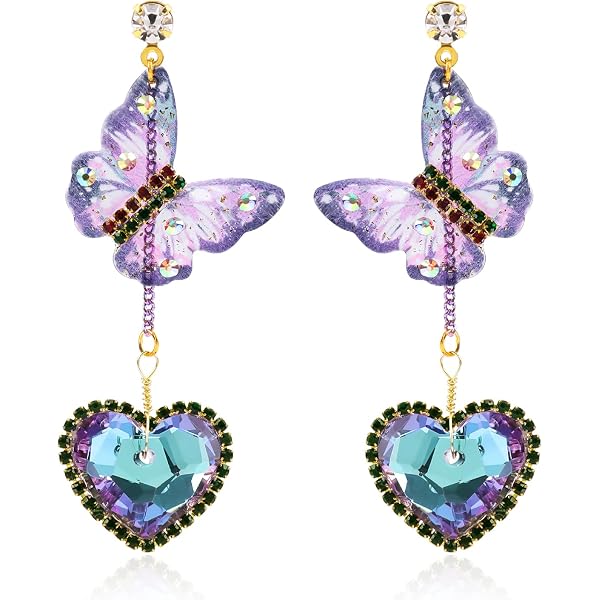 Xerling Silver Rhinestones Butterfly Earrings Big Statement Stud...