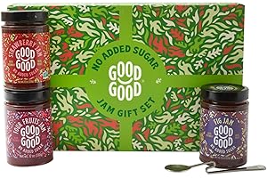 GOOD GOOD Assorted No Added Sugar Jam Holiday Box - Strawberry, Fig & Four Fruits Jam Bundle with Serving Spoon - Low Carb, Low-Calorie Spread - Keto Friendly - Vegan - Gluten Free - Diabetic Friendly