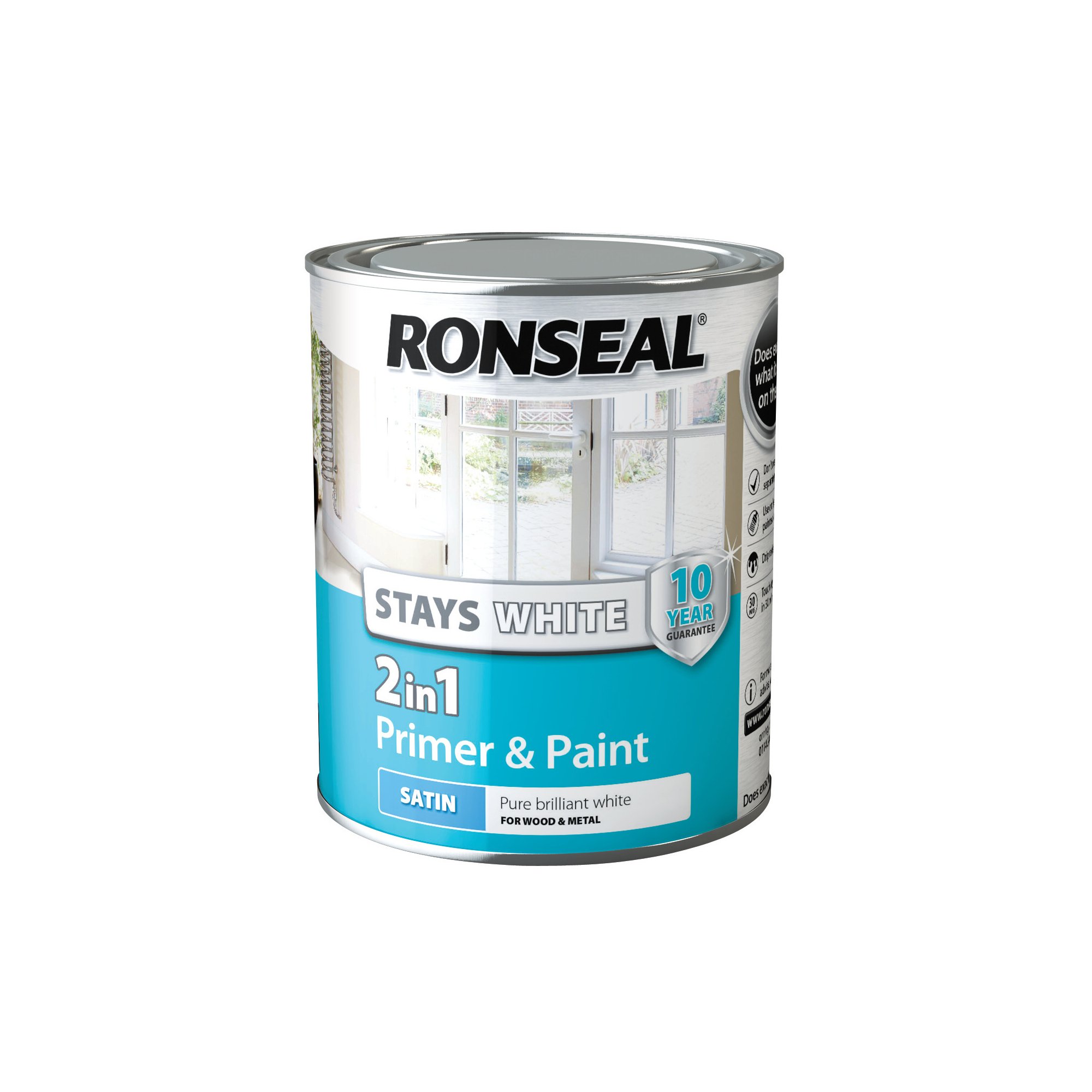 Ronseal Stays White 2 IN 1 Primer and Paint Satin 750ml