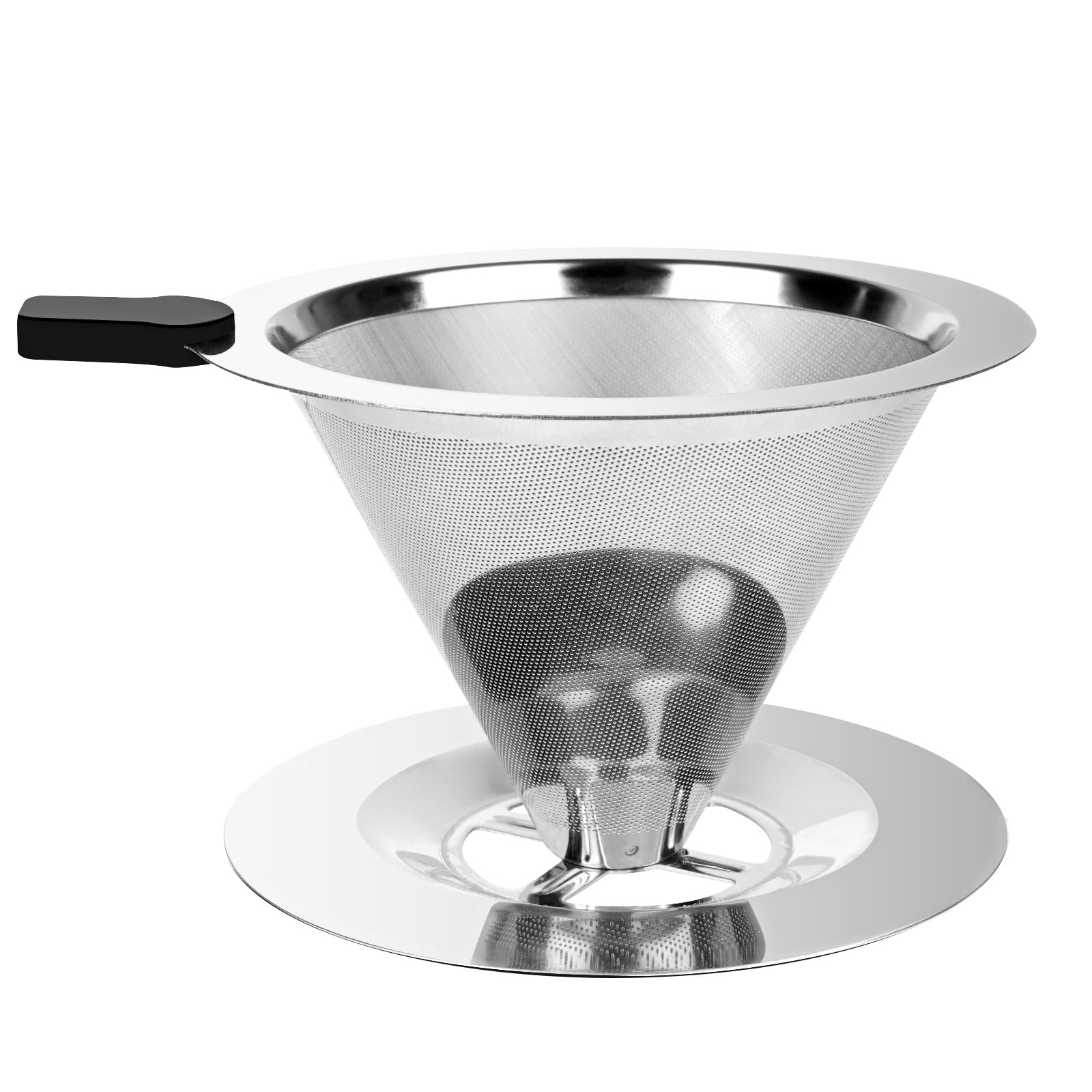 Vicloon Stainless Steel Pour Over Coffee Dripper - Reusable, Paperless Permanent Drip Cone Filter