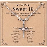 Yuunheg Sweet 16 Gifts for Girls,16th Birthday Gifts Necklace with Compliment Cards,Birthday Cross Necklace for Friends, Sister, Daughter, Granddaughter, Niece,Sweet 16 Party Decorations