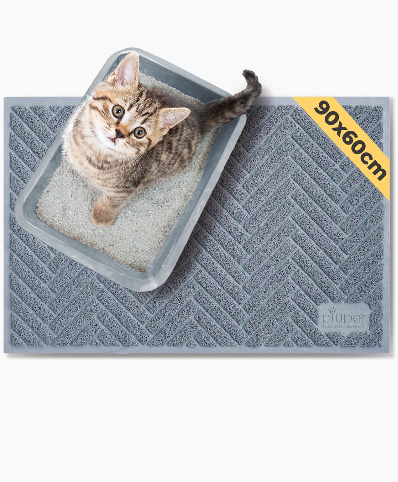 PiuPet® Cat Litter Mat 90x60cm I Anti-slip & Water Resistant I Cat Mat