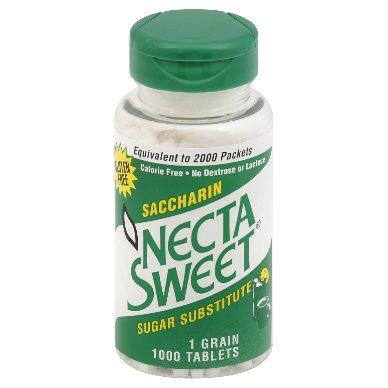 Necta Sweet Saccharin Tablets, 1 Grain, 1000 Tablet Bottle (Pack of 12