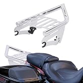 Aferrizu Detachable Rear Luggage Rack for Harley Touring 2009-2026 (Chrome) | for Street Glide Electra Glide Road Glide Road King Motorcycle Mounting Rack Grab Handles Bracket