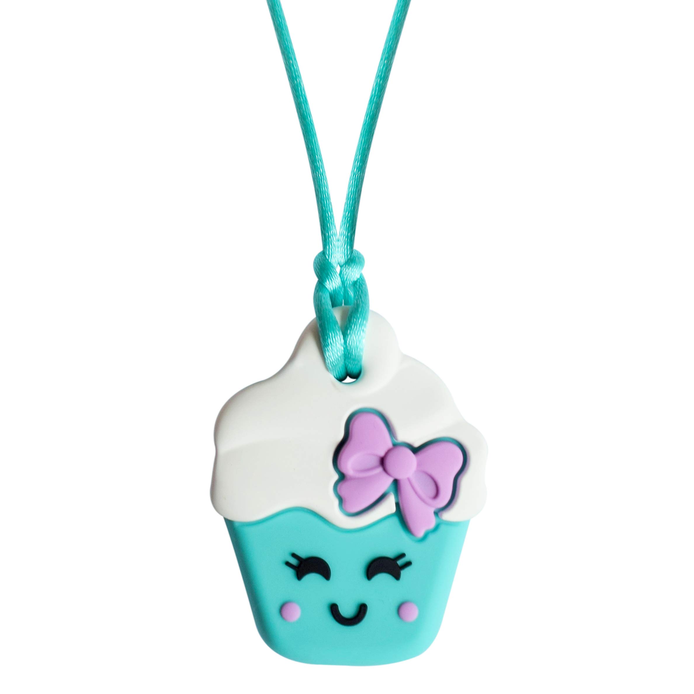 Munchables Cupcake Sensory Chew Necklace - Sensory Chewable Jewelry (Aqua)