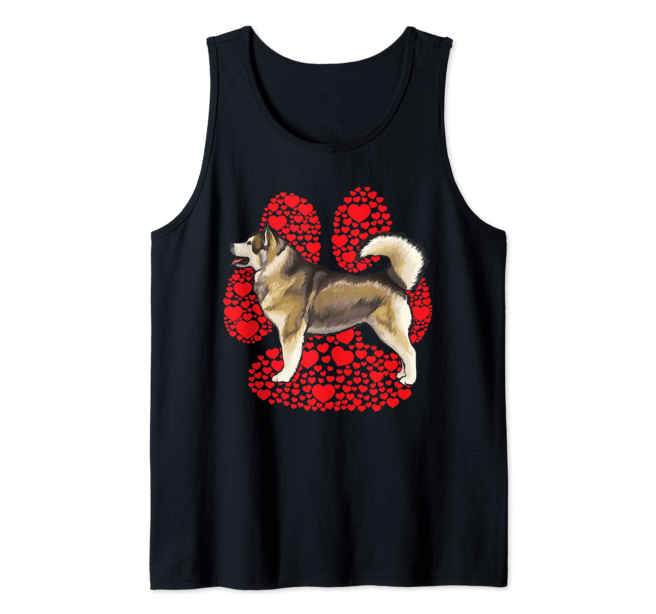 Alaskan Malamute Valentines Day Dog Love Paw Tank Top