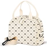 WOBAGMEN Lunch Box for Women,Bow Lunch Bag Cute Corduroy Insulated Lunch Box With Shoulder Strap for Adult Womens for Work Picnic (bow tie)