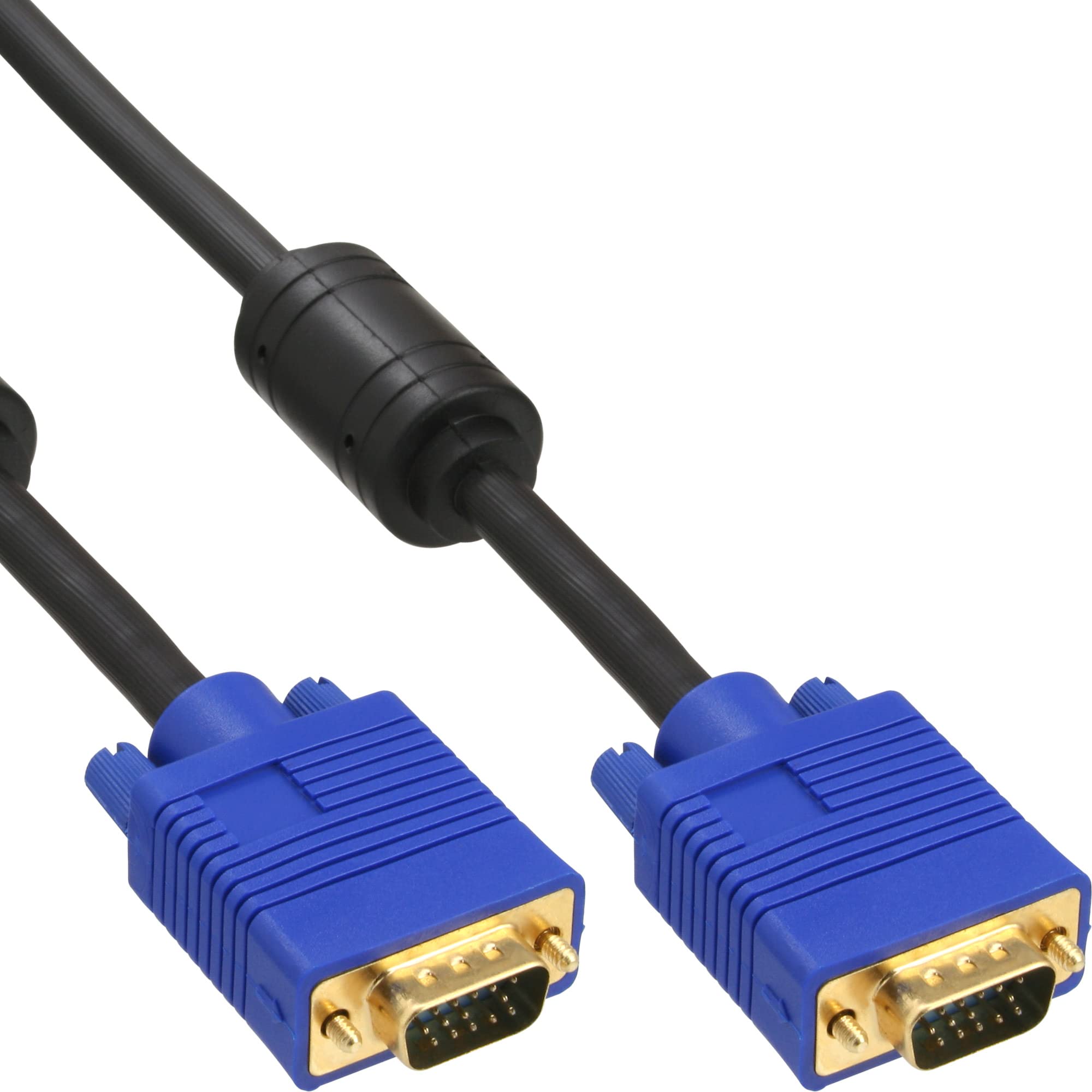 InLine 20099 S-VGA Cable, Sub-D 15PIN HD Male to Sub-D 15PIN HD Male, 1M, Premium, 2X Ferrite, Gold PIN Black
