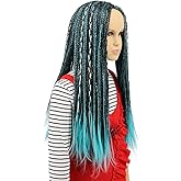 karlery Kids Girls Long Braid Blue and Black Mixed Wig Anime Costume Party Wig