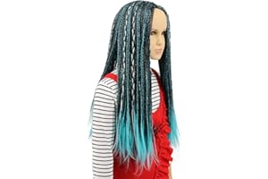 karlery Kids Girls Long Braid Blue and Black Mixed Wig Halloween Cosplay Wig Anime Costume Party Wig