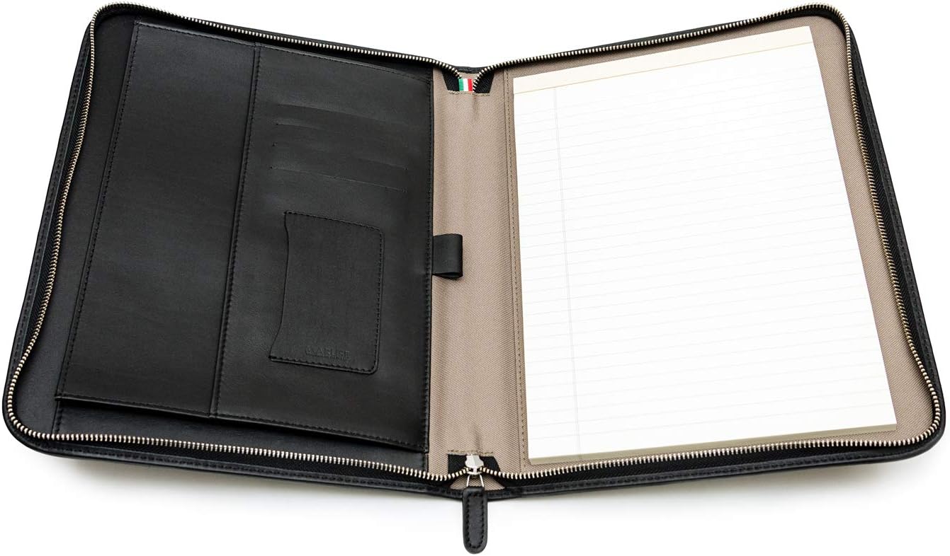 Premium Maruse Leather Portfolio Padfolio, Executive Folio for Men and Women with Zipper Folio Document Organizer - Image 3