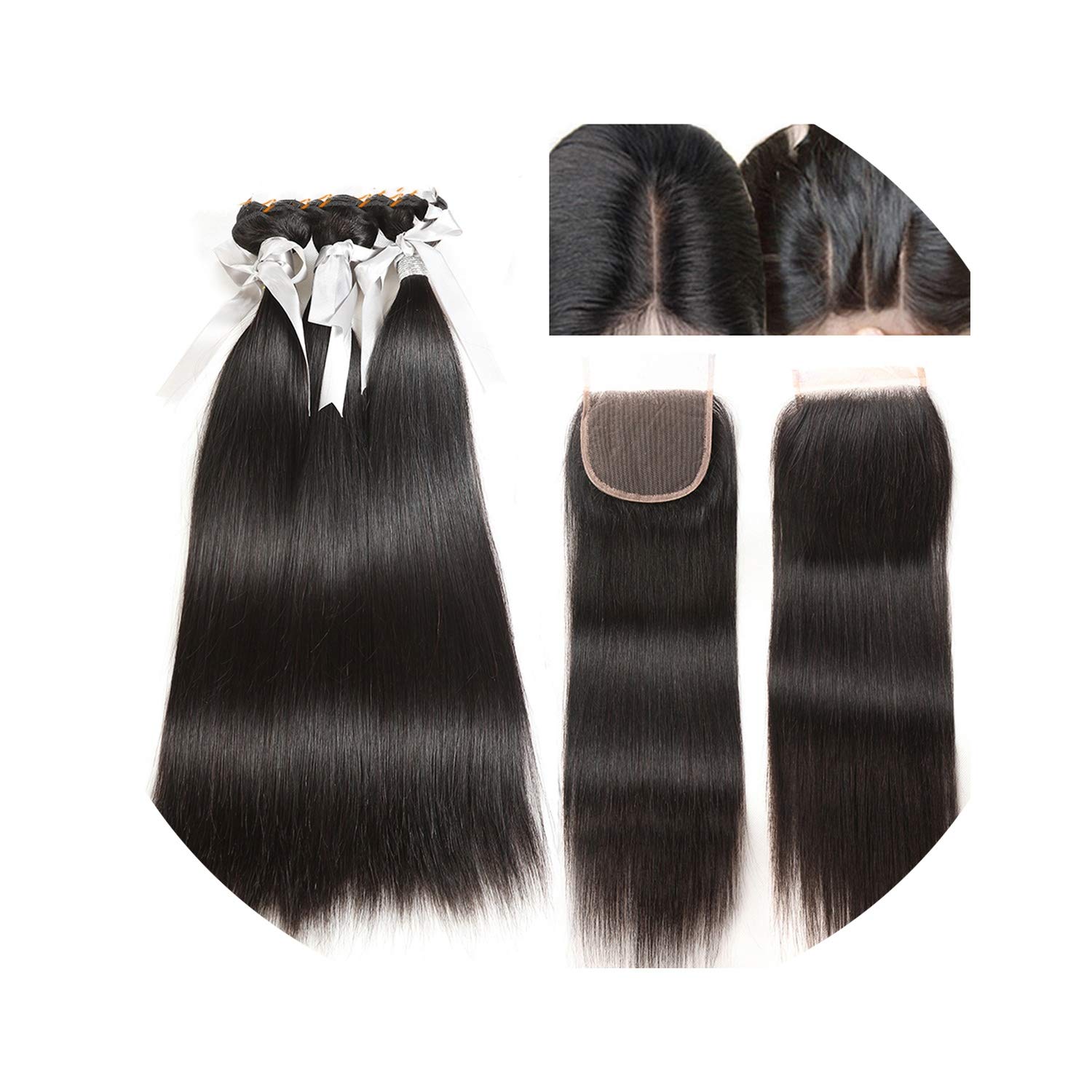 Amazon Com Human Hair Bundles With Closure 3 4 Bundles With