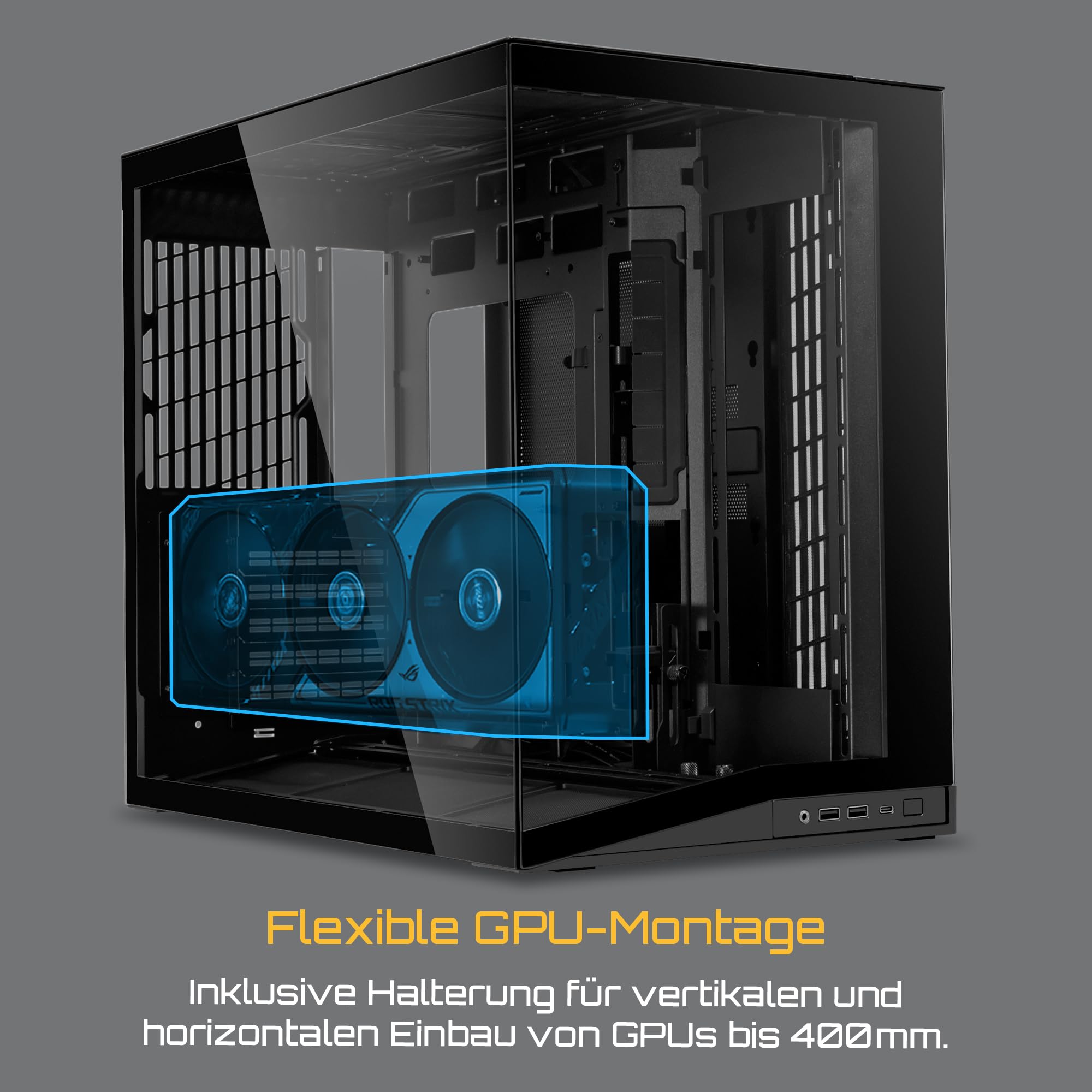 Lian Li O11 Dynamic Mini V2 PC-Gehäuse Schwarz | Kompakter ATX Midi-Tower mit Zwei-Kammer-Design, Tempered Glass und modularem Aufbau 6