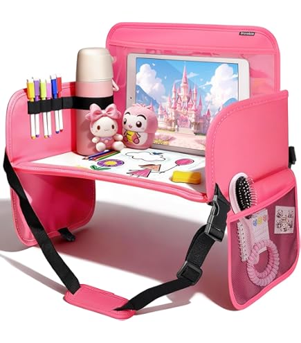 Kids Travel Tray For Car Seat W Tablet Holder Cup