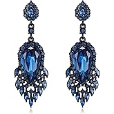 EleQueen Rhinestone Crystal Chandelier Earrings, Art Deco Marquise Teardrop Dangle Earrings Ladies Gifts