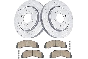 Acinoparts Drilled and Slotted Front Kit Brake Rotors Ceramic Brake Pads for Ford Expedition, F-150 (6 Lug Models ONLY) 2010-2014, F-150 2015-2020, Lincoln Navigator