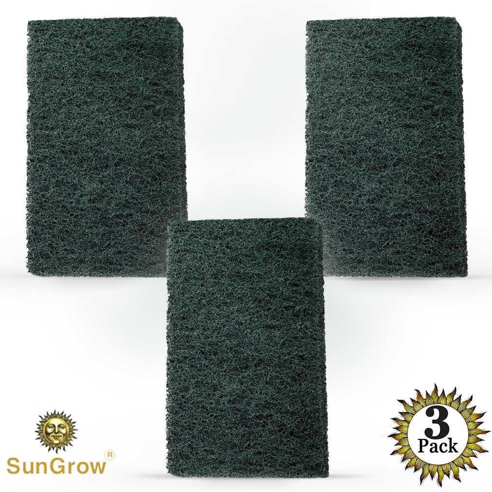 3 Algae Scrub Pads by SunGrow -- Remove Stubborn Algae from nooks and crannies easily - Saves time - Creates A Sparkling clear aquarium - Long-lasting Pads